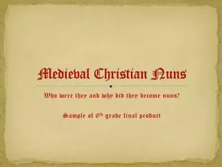 Medieval Christian Nuns