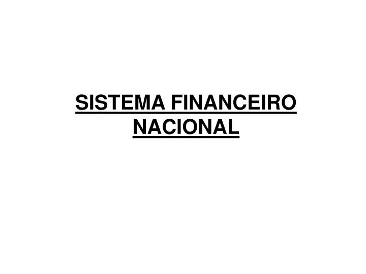 sistema financeiro nacional