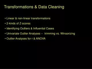 Transformations &amp; Data Cleaning