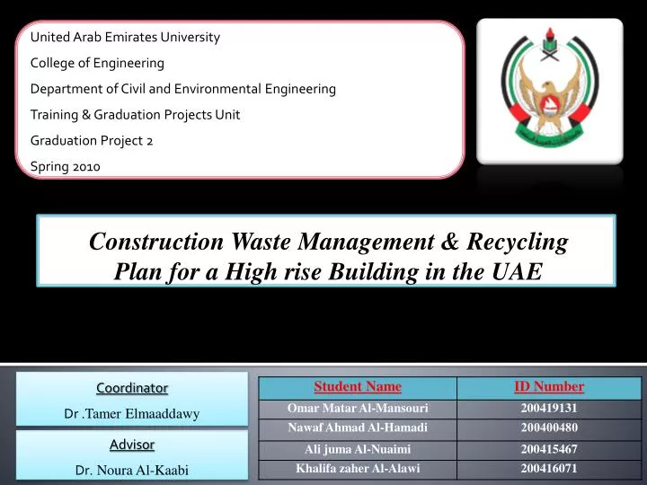 construction waste management recycling plan for a high rise building in the uae