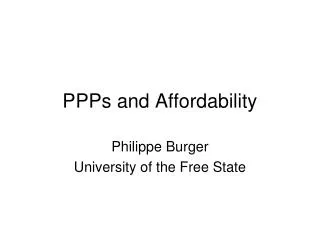 PPPs and Affordability
