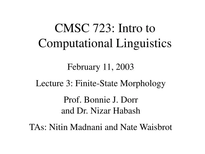 cmsc 723 intro to computational linguistics