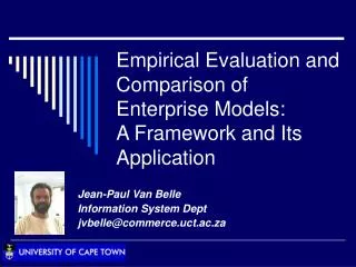Empirical Evaluation and Comparison of Enterprise Models: A Framework and Its Application