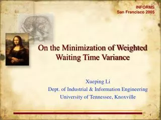 On the Minimization of Weighted Waiting Time Variance