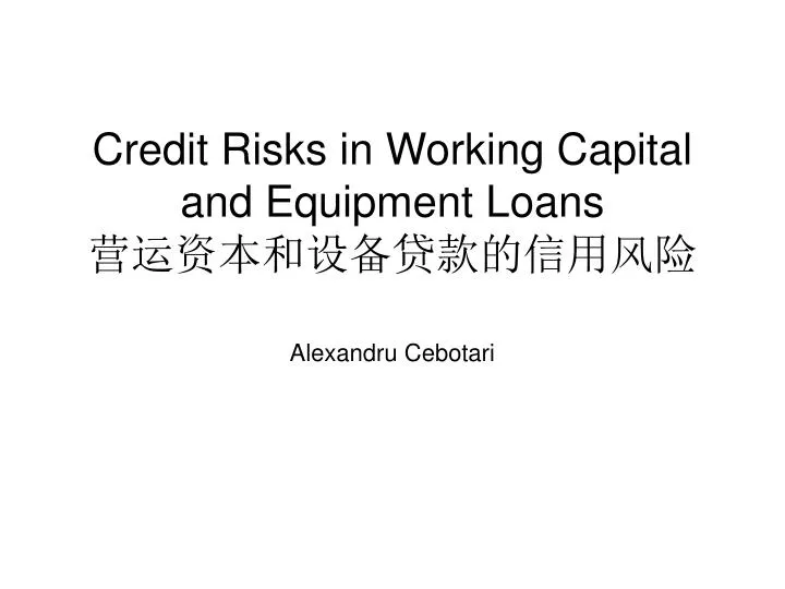 credit risks in working capital and equipment loans