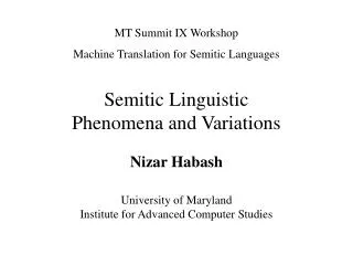 Semitic Linguistic Phenomena and Variations