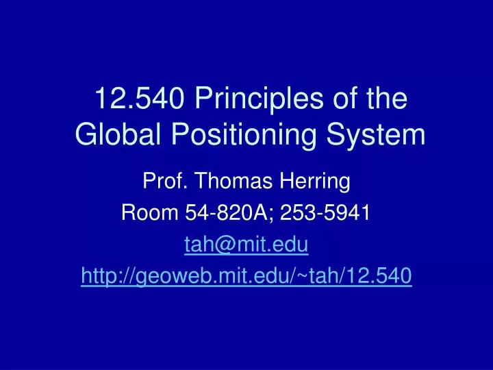 12 540 principles of the global positioning system