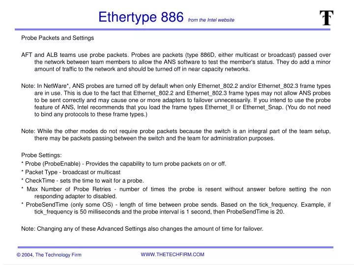 ethertype 886 from the intel website