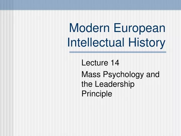 modern european intellectual history