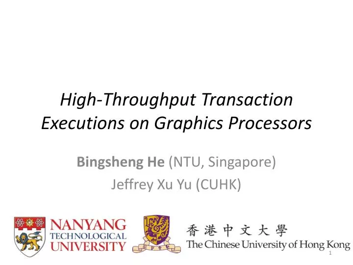 high throughput transaction executions on graphics processors