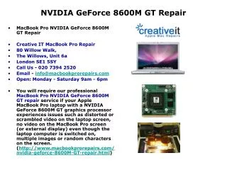 MacBook Pro NVIDIA GeForce 8600M GT Repair | NVIDIA Repair