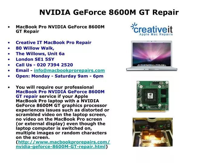 nvidia geforce 8600m gt repair