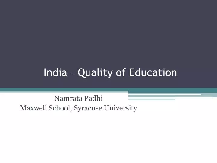 india quality of education