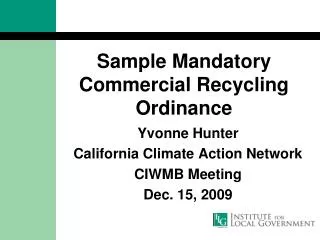 Sample Mandatory Commercial Recycling Ordinance