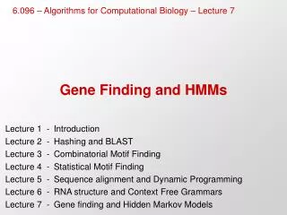 Gene Finding and HMMs