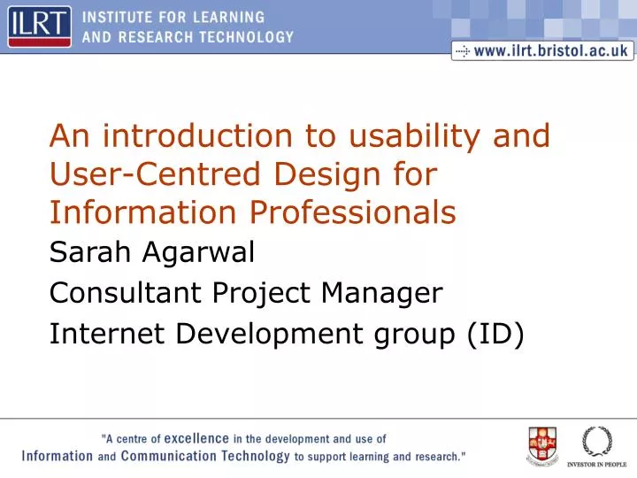 an introduction to usability and user centred design for information professionals