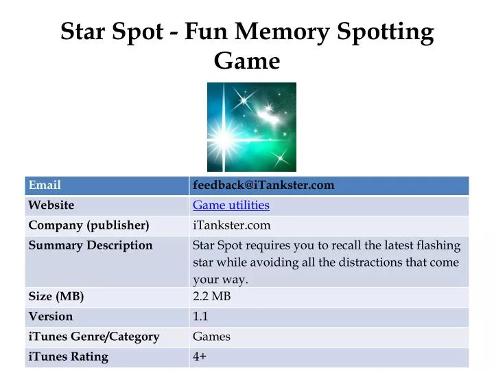 star spot fun memory spotting game