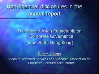 Non-financial disclosures in the annual report