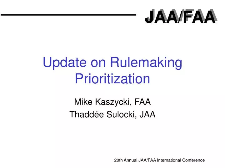 update on rulemaking prioritization