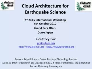 Cloud Architecture for Earthquake Science