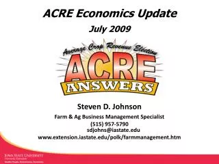 ACRE Economics Update July 2009