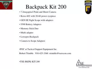 Backpack Kit 200