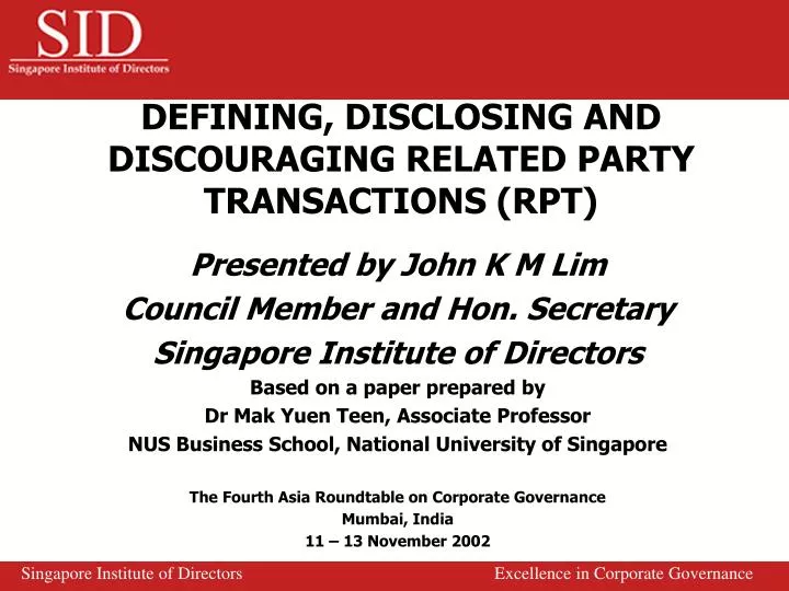 defining disclosing and discouraging related party transactions rpt