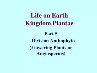 Life on Earth Kingdom Plantae