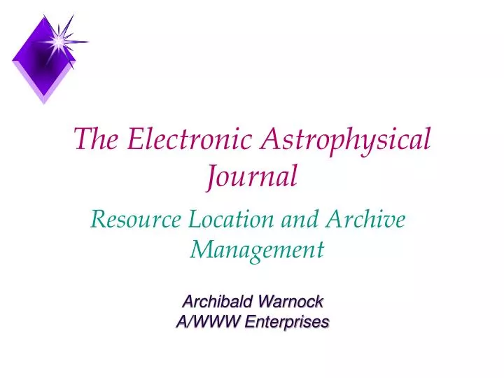 the electronic astrophysical journal