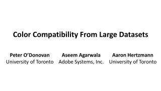 Color Compatibility From Large Datasets