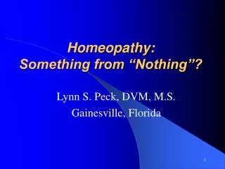 Homeopathy: Something from “Nothing”?
