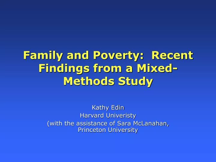 family and poverty recent findings from a mixed methods study