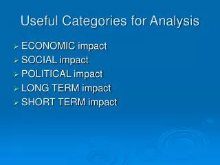 Useful Categories for Analysis