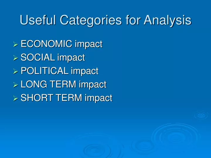 useful categories for analysis