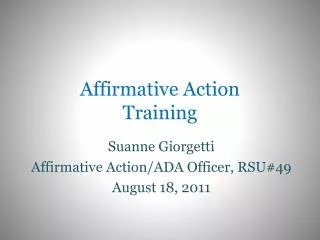 Affirmative Action Training