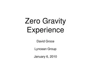 Zero Gravity Experience