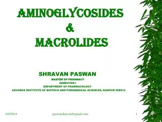 Aminoglycosides &amp; macrolides