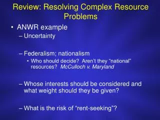 Review: Resolving Complex Resource Problems
