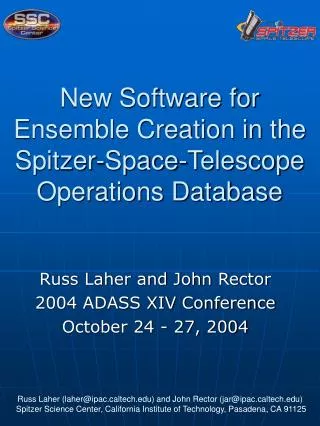 New Software for Ensemble Creation in the Spitzer-Space-Telescope Operations Database