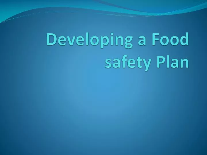 developing a food safety plan