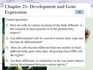 Chapter 21- Development and Gene Expression