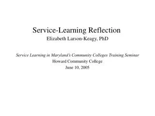 Service-Learning Reflection