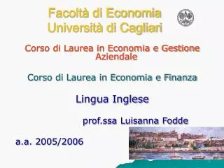 Facoltà di Economia Università di Cagliari