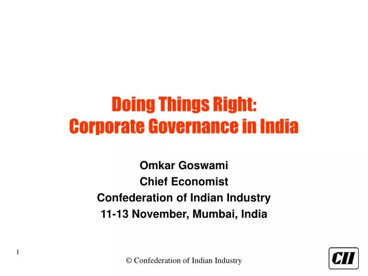 doing things right corporate governance in india