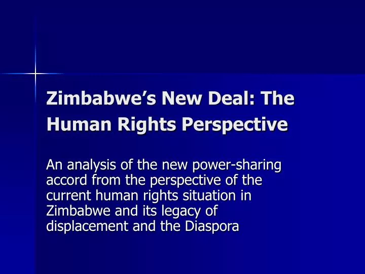 zimbabwe s new deal the human rights perspective