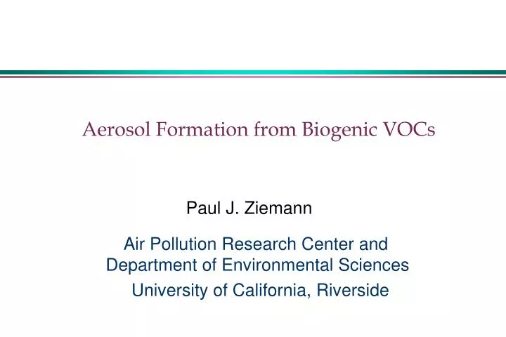 aerosol formation from biogenic vocs