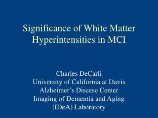 Significance of White Matter Hyperintensities in MCI