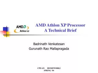 AMD Athlon XP Processor A Technical Brief