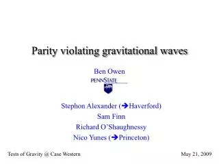 Parity violating gravitational waves