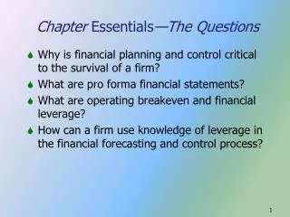 Chapter Essentials —The Questions